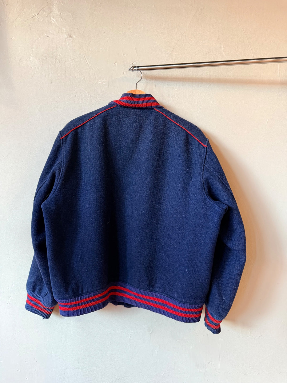 Navy Blue and Red Varsity Reversible Jacket Size