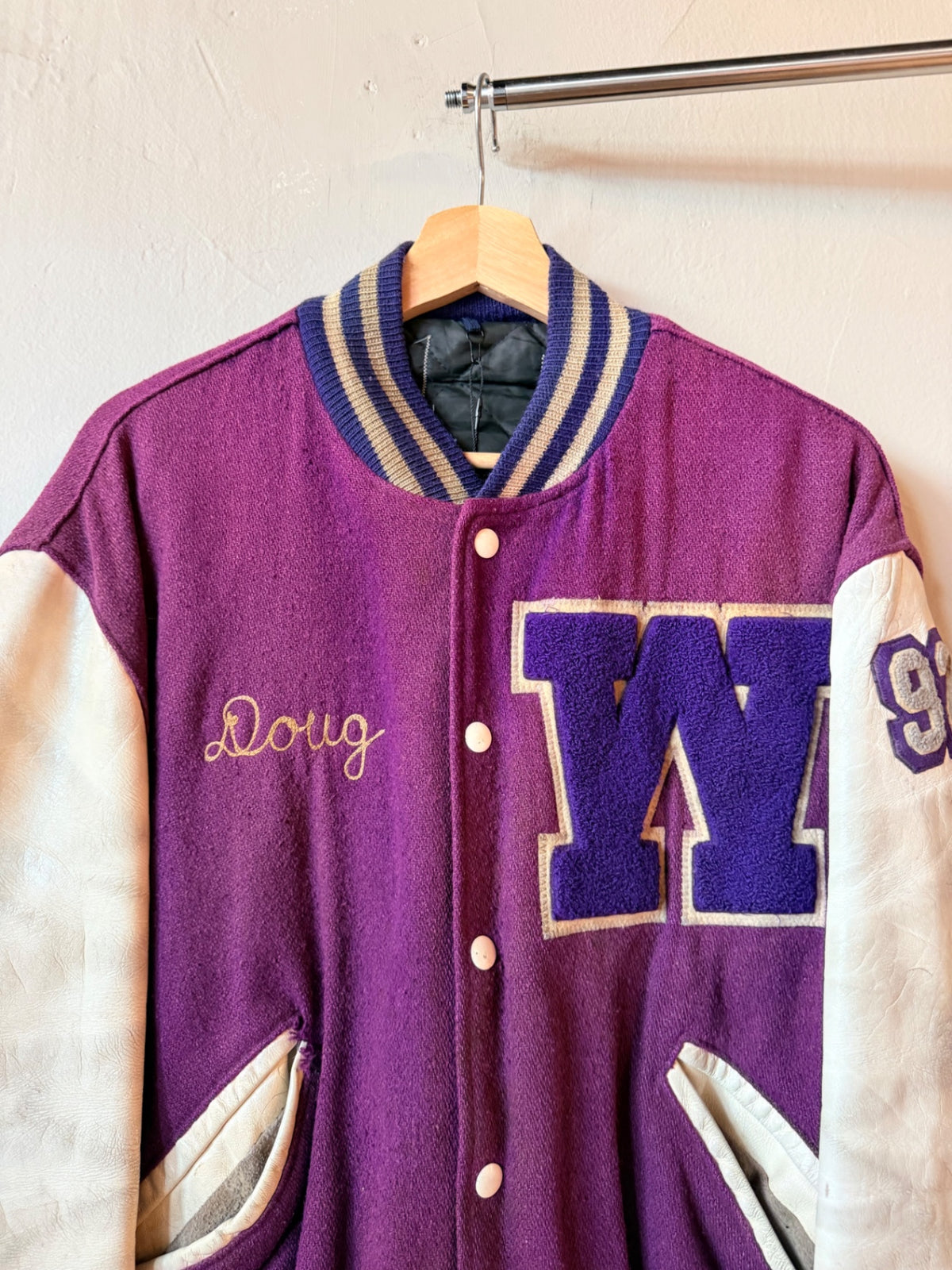 Purple Woodhaven Varsity 1992 Letterman Jacket Size L