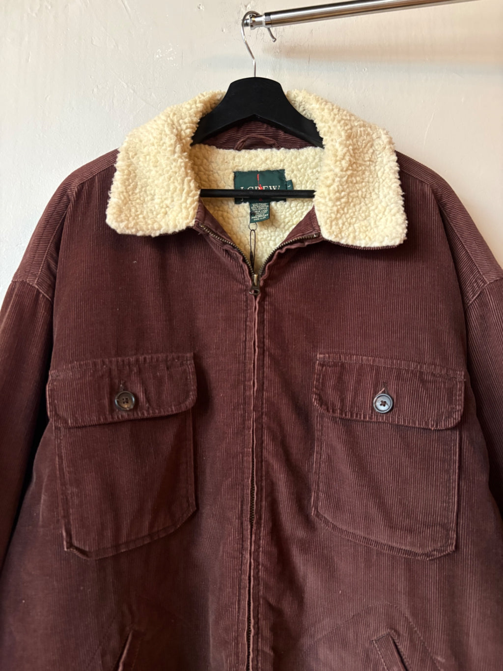 Brown J Crew Zip Up Cord Jacket Size XL