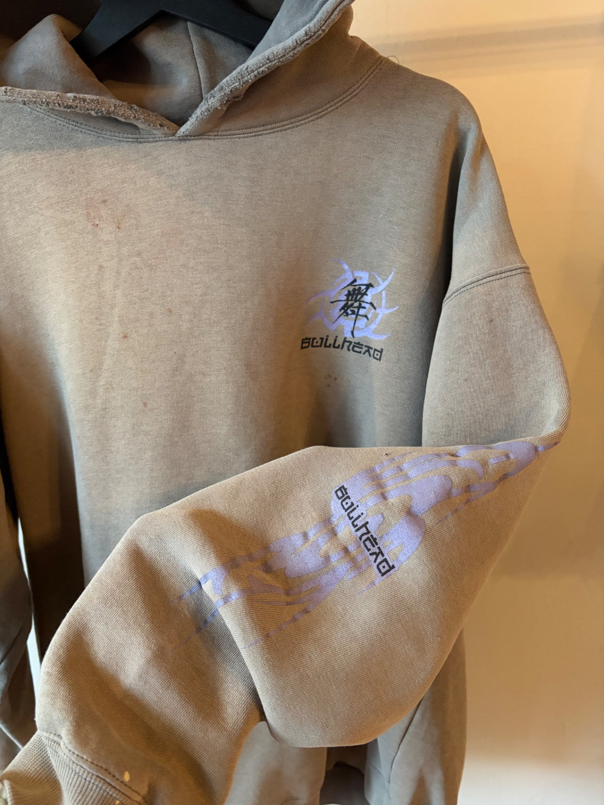 Faded Grey Bullhead Surf Hoodie w/ Sleeve Print Size L