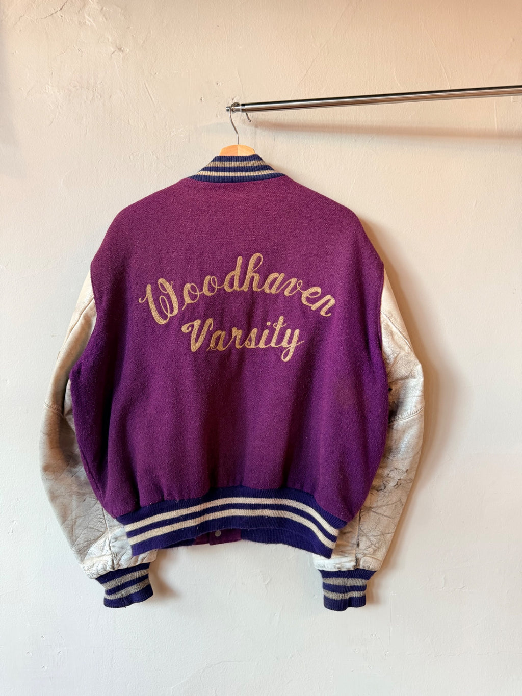 Purple Woodhaven Varsity 1992 Letterman Jacket Size L