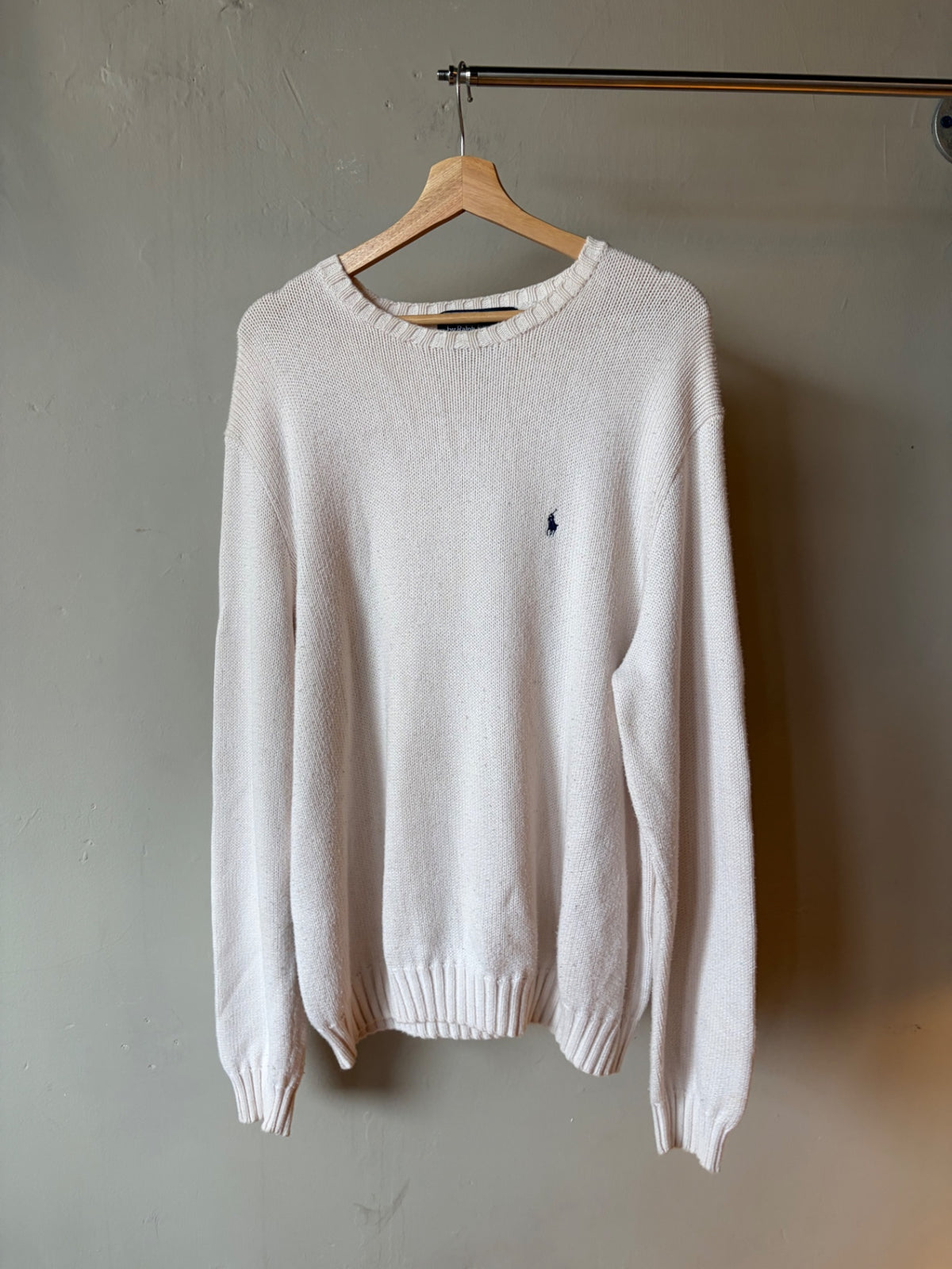 Polo Ralph Lauren White Knit Sweater Size XL