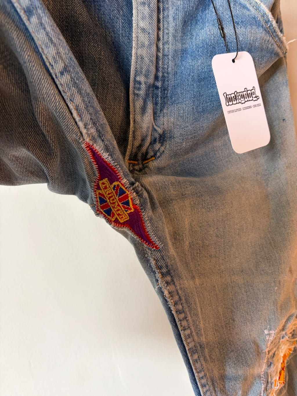 Repaired, Patched Studded 1960s Denim 36x30
