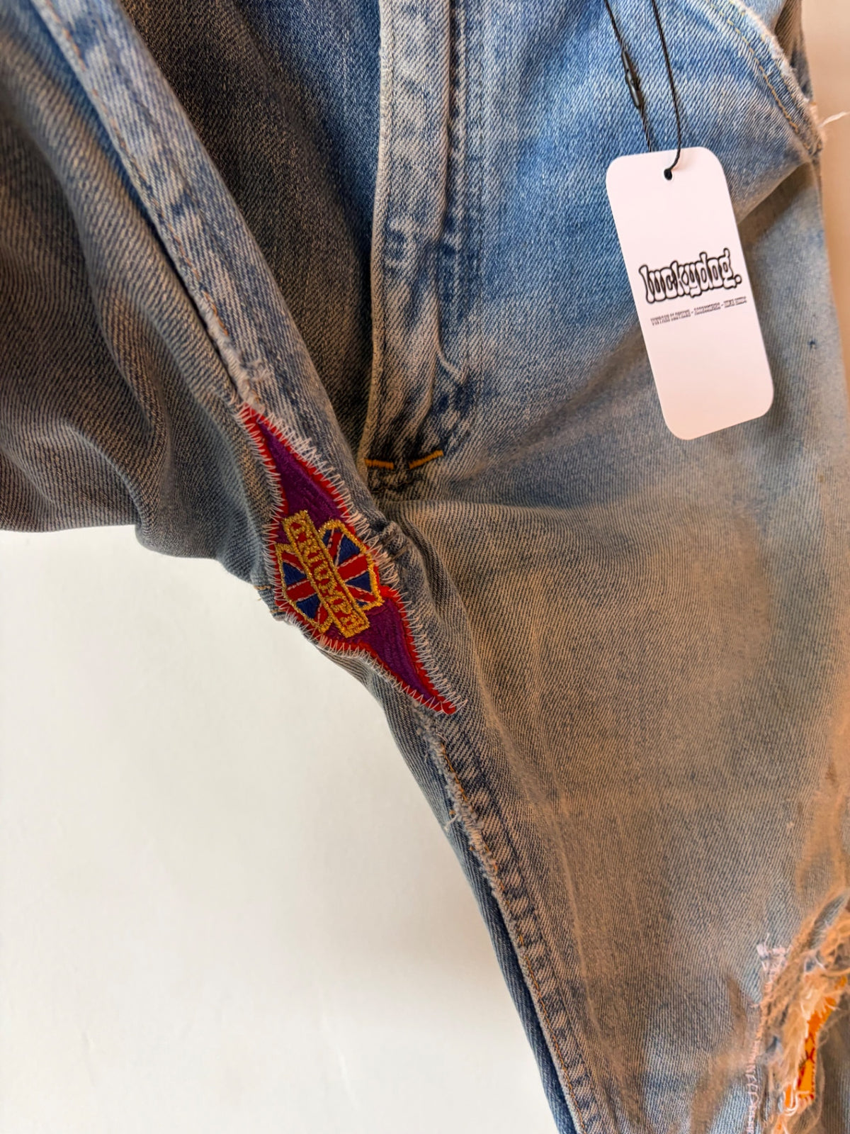 Repaired, Patched Studded 1960s Denim 36x30