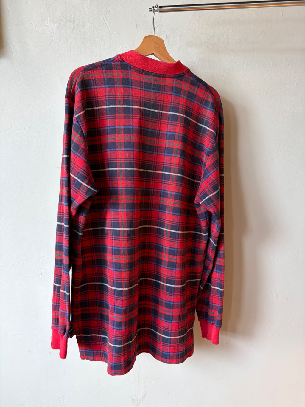 Polo Ralph Lauren Red Plaid Rugby Shirt Golf Crest Size L