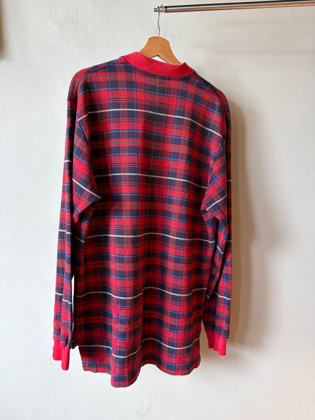 Polo Ralph Lauren Red Plaid Rugby Shirt Golf Crest Size L