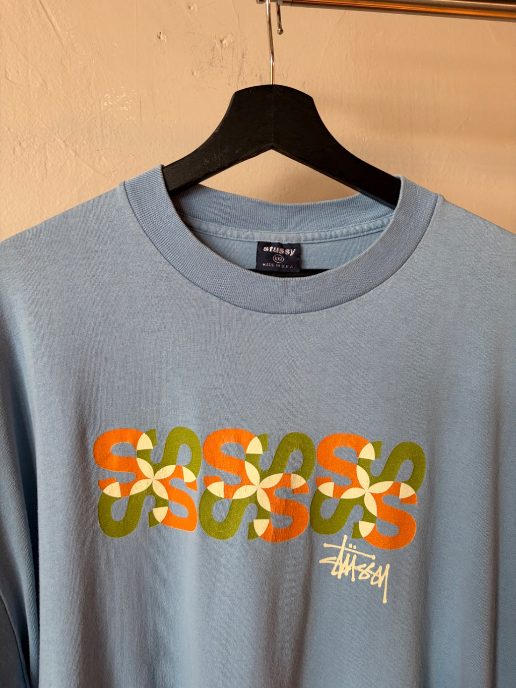 Stussy Interlocking S Light Blue Tee Size XXL