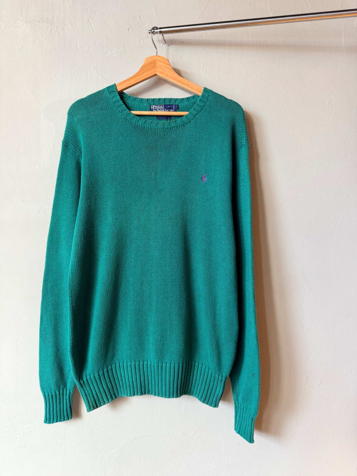 Polo Ralph Lauren Bright Green Knit Sweater Size L