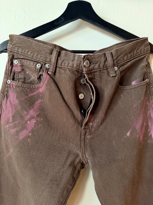 1990s Custom Brown Levi's 501 Patchwork Denim Size 32x30