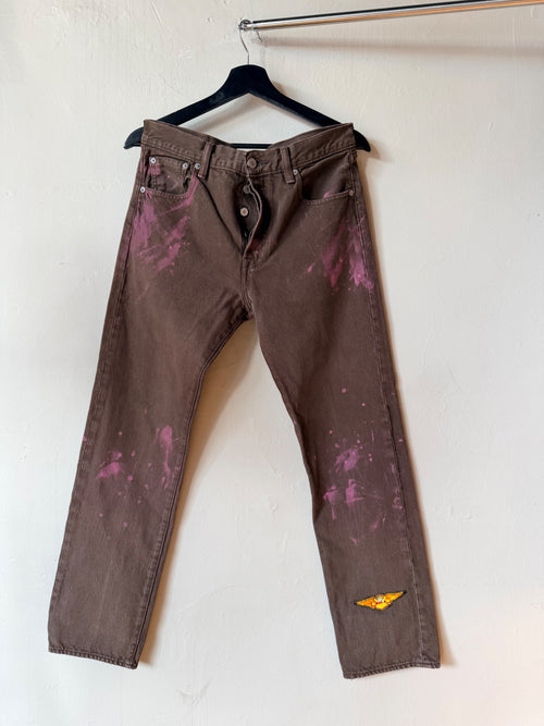 1990s Custom Brown Levi's 501 Patchwork Denim Size 32x30