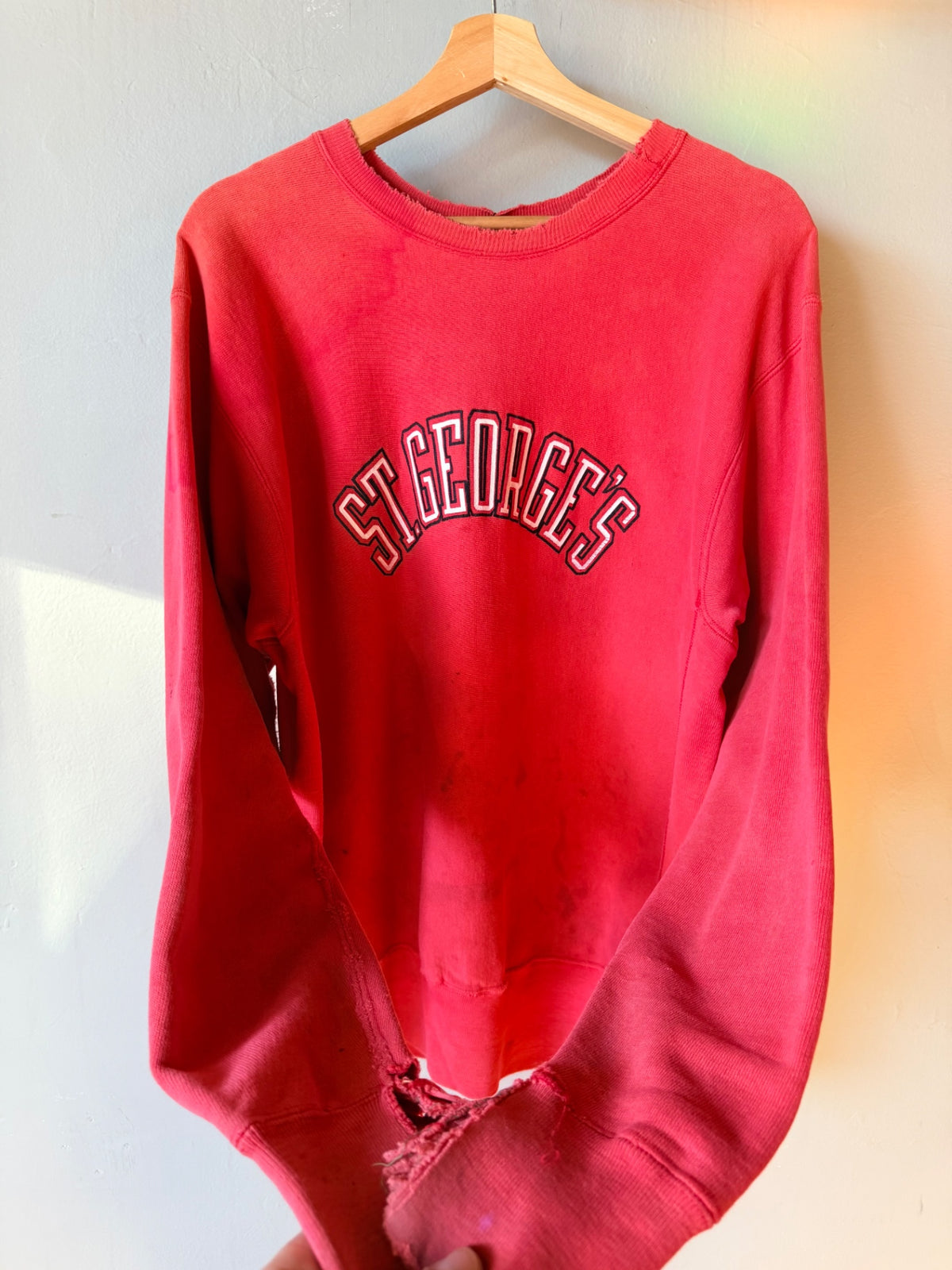 Red Thrashed St. Georges Champion Crewneck
