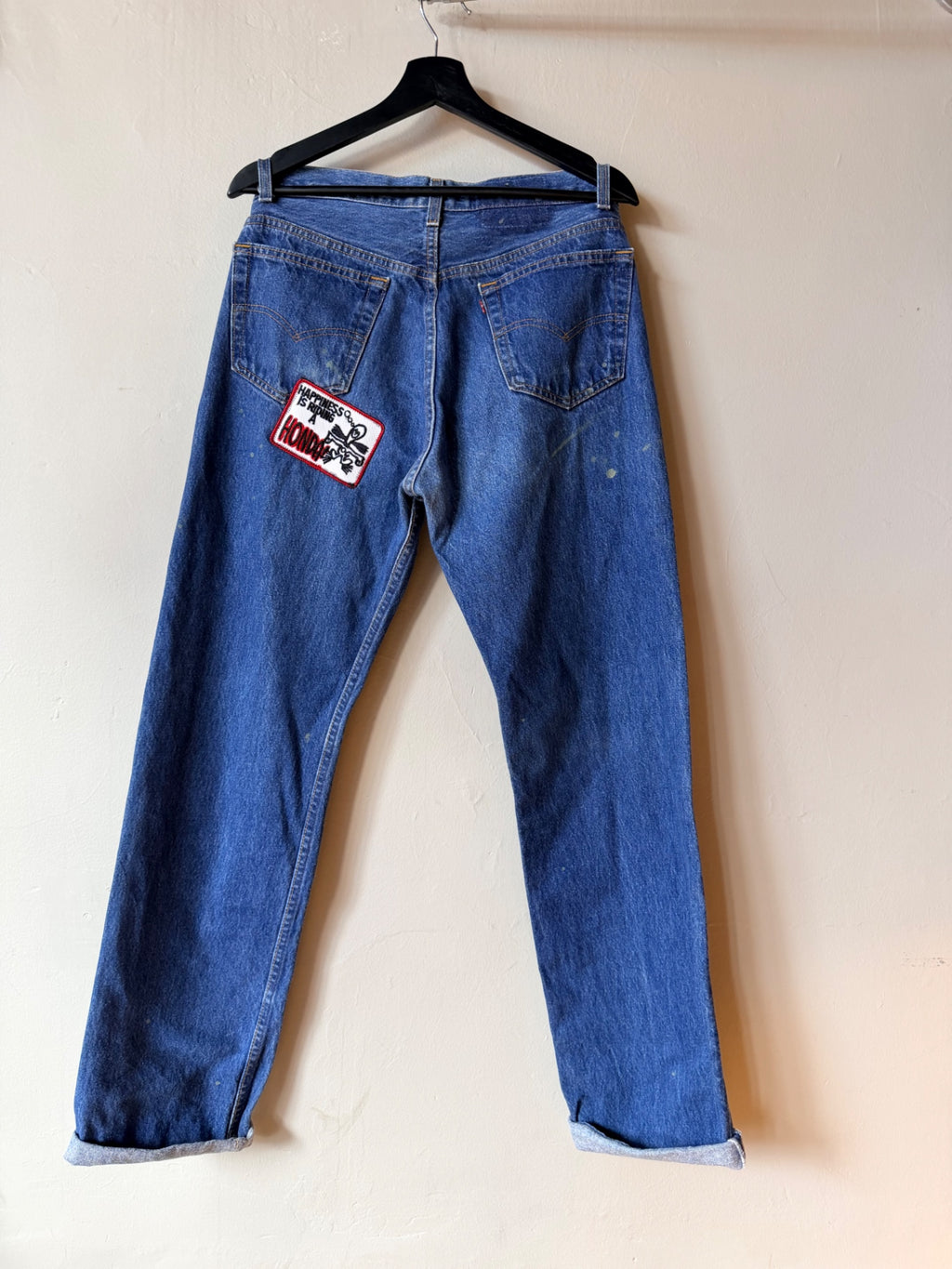 1990s Custom Levis 501 Patchwork Jeans Size 34x32