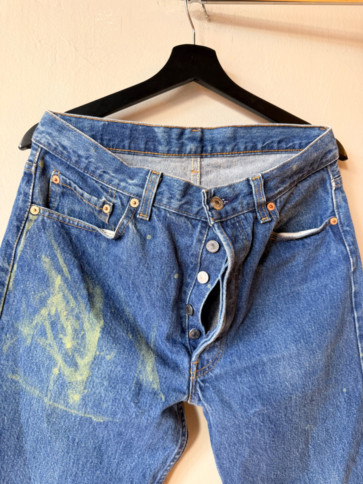 1990s Custom Levis 501 Patchwork Jeans Size 34x32