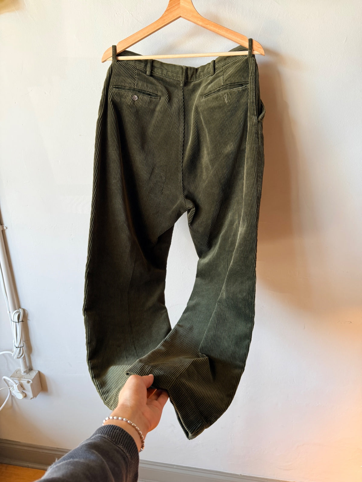 Polo Ralph Lauren Green Cord Trousers Size 35x30
