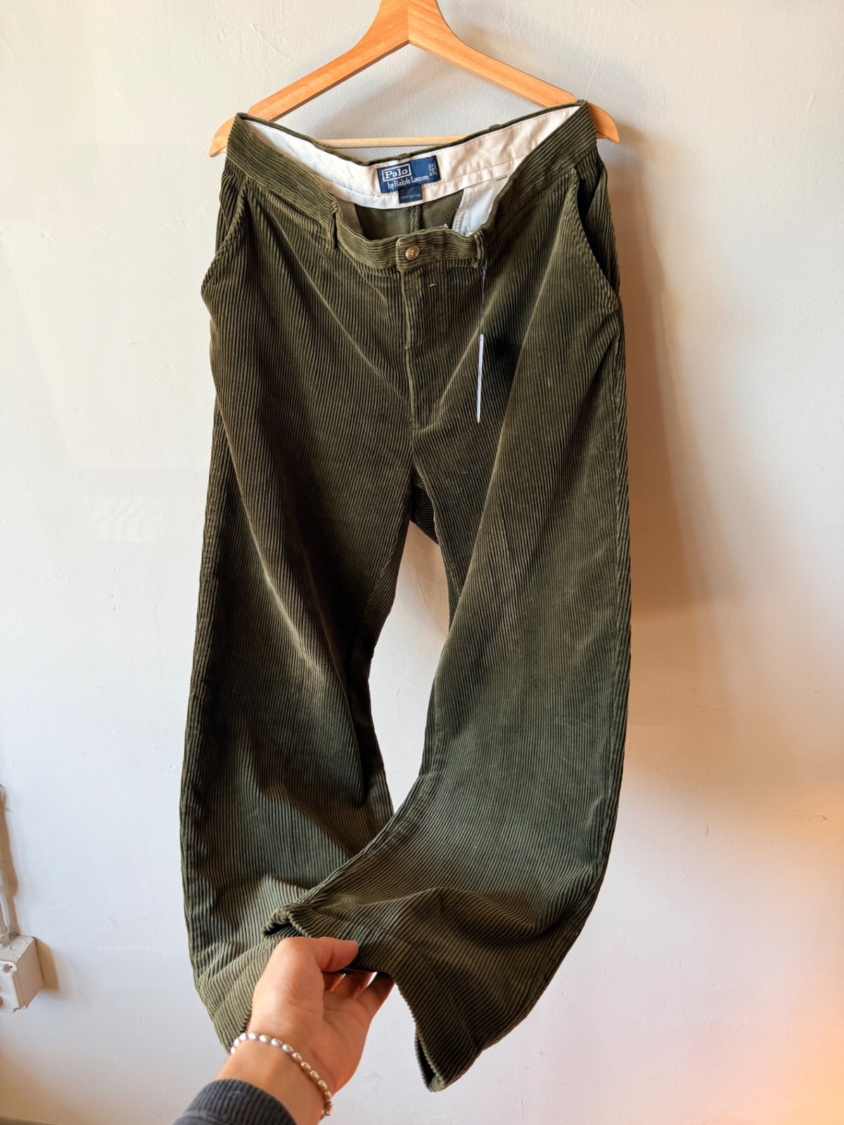 Polo Ralph Lauren Green Cord Trousers Size 35x30