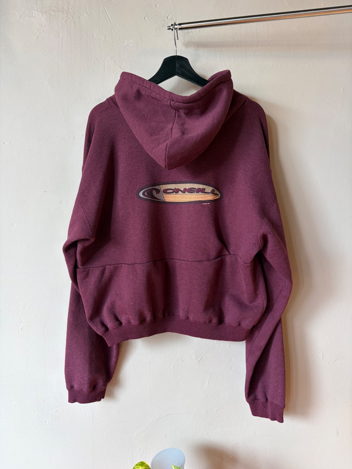 O'neill 1995 Maroon Surf Hoodie Cropped Size M