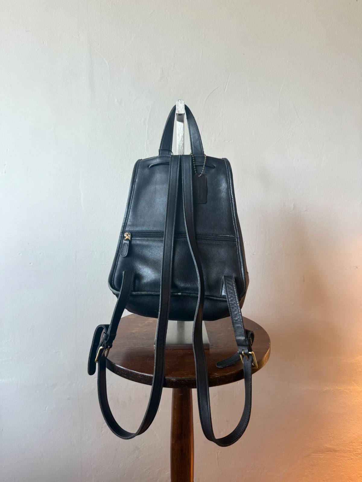 vintage black coach leather backpack