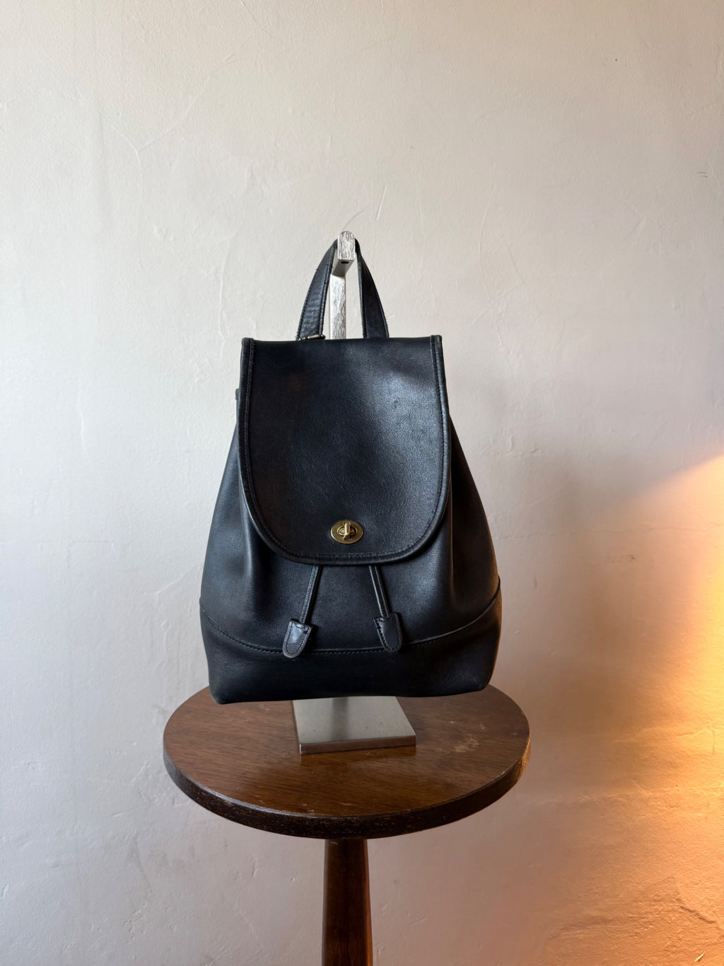 vintage black coach leather backpack