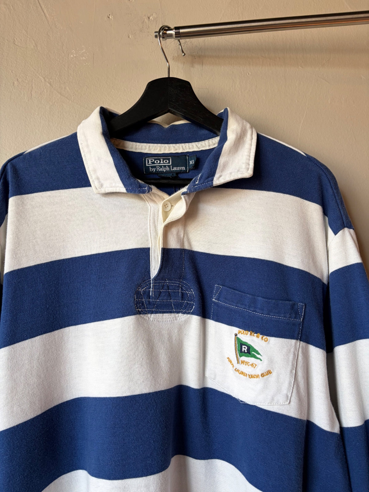 Polo Ralph Lauren Yacht Club Blue/ White Striped Rugby Size XL