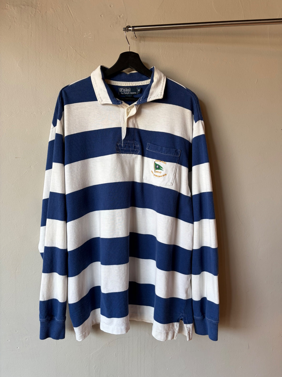 Polo Ralph Lauren Yacht Club Blue/ White Striped Rugby Size XL