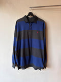 Polo Ralph Lauren Black Collar Blue/ Grey Stripe Rugby Size XL