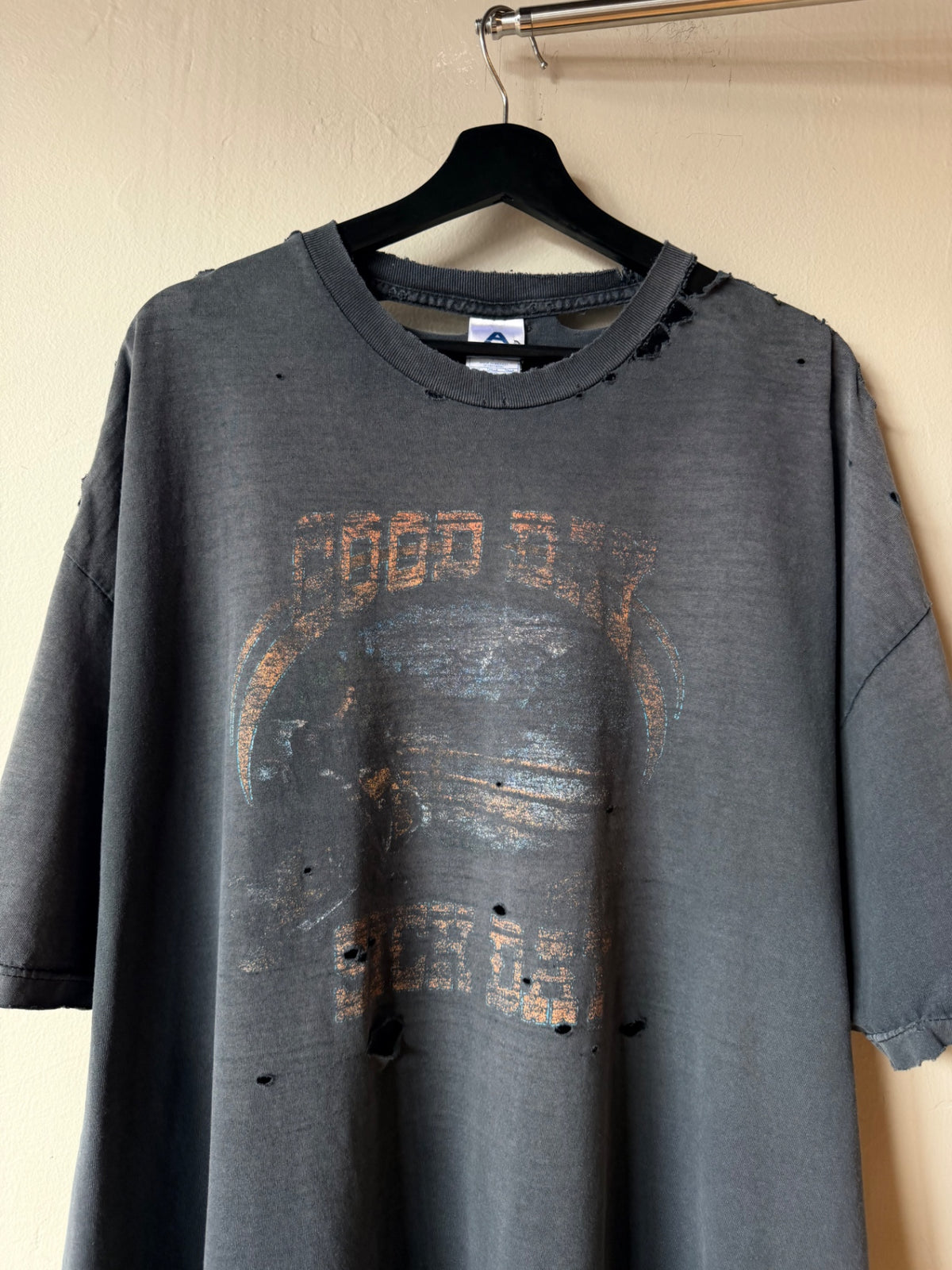 2000s Thrashed Biker Tee Size XL