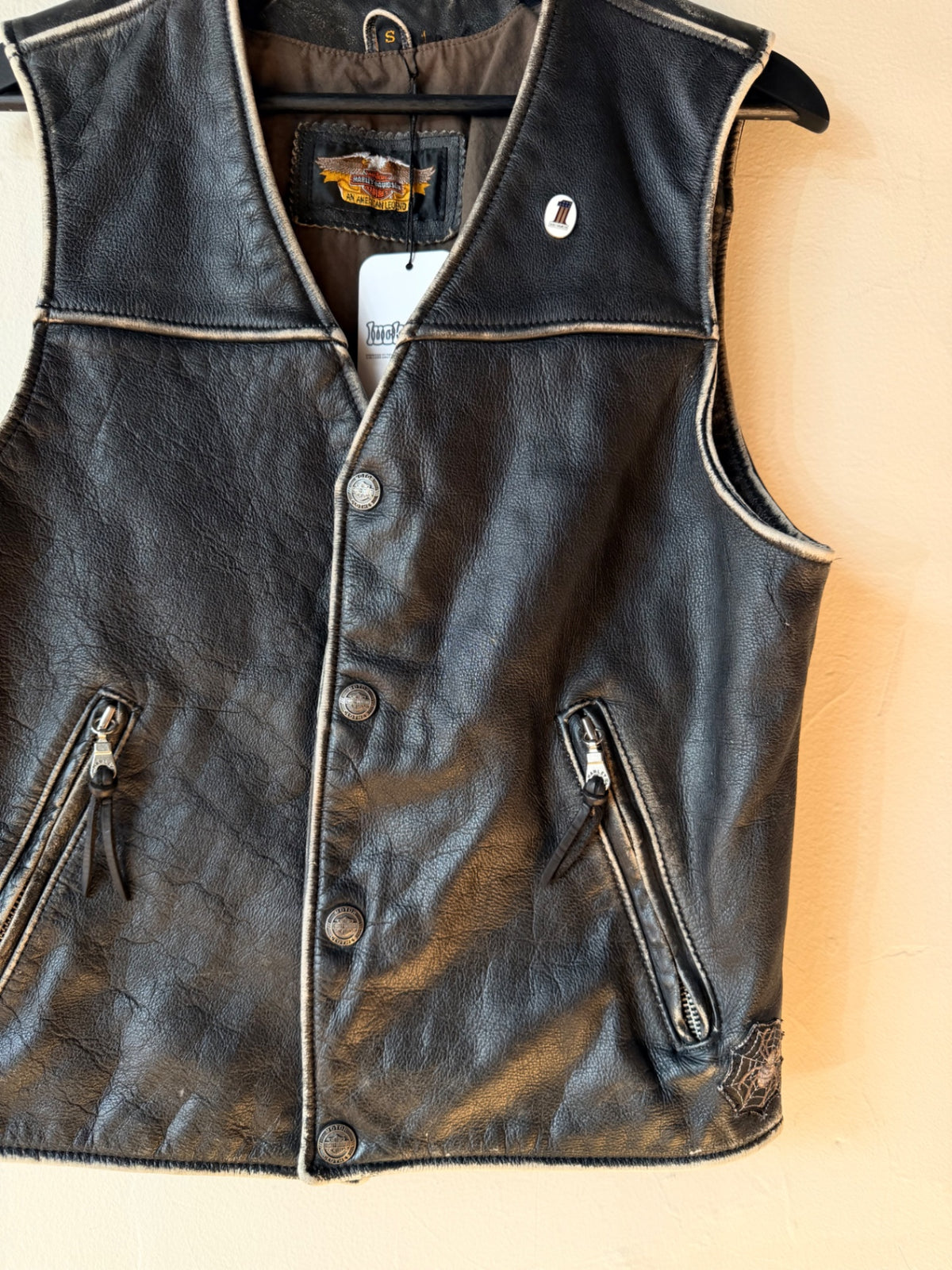 1990s Harley Davidson Leather Vest Size M/L