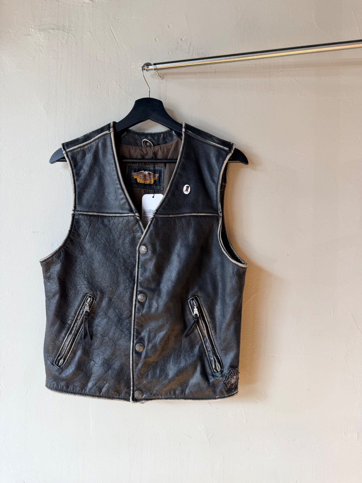 1990s Harley Davidson Leather Vest Size M/L