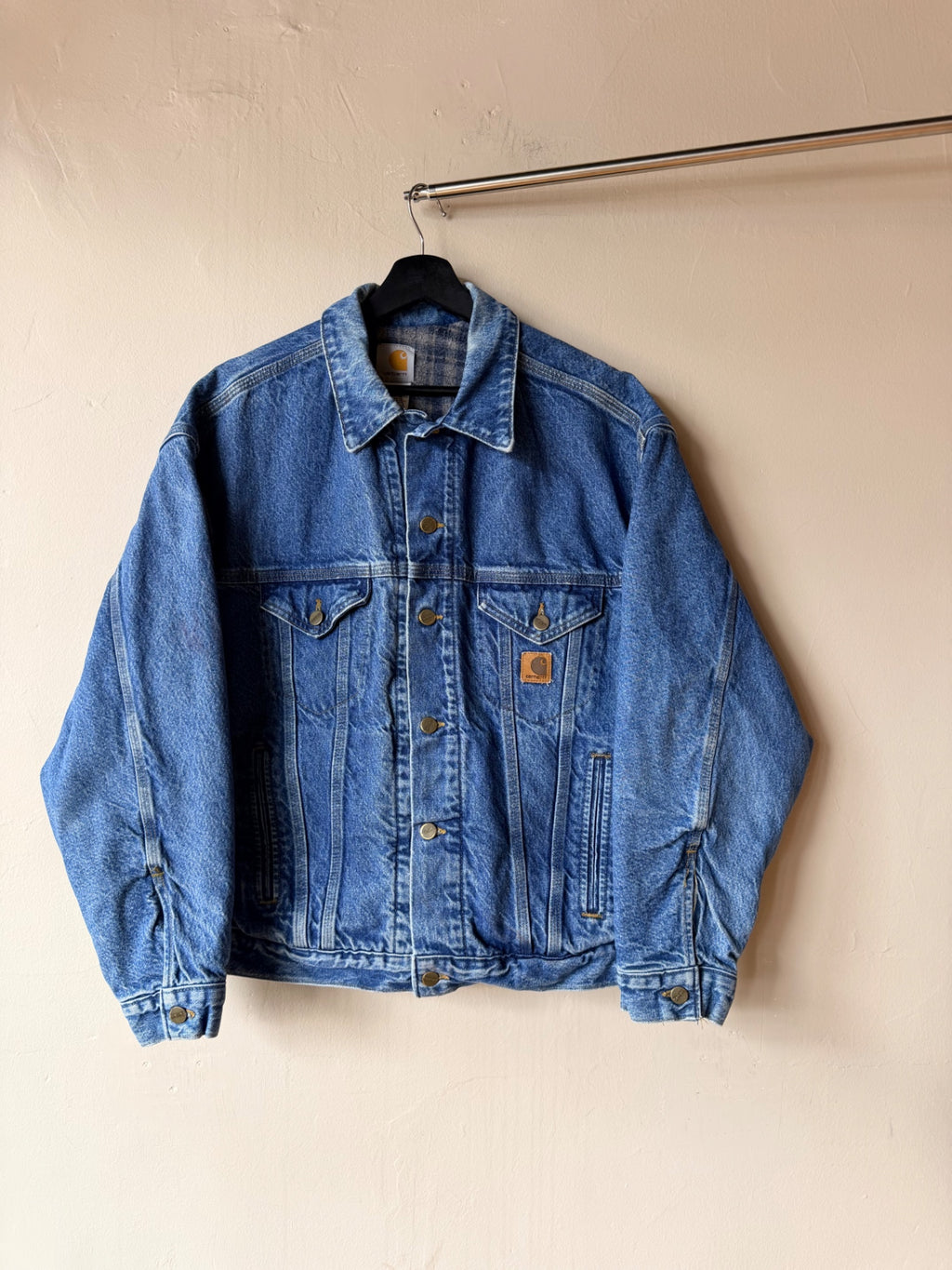 1990s Denim Blanket Lined Carhartt Trucker Jacket Size Large Regular