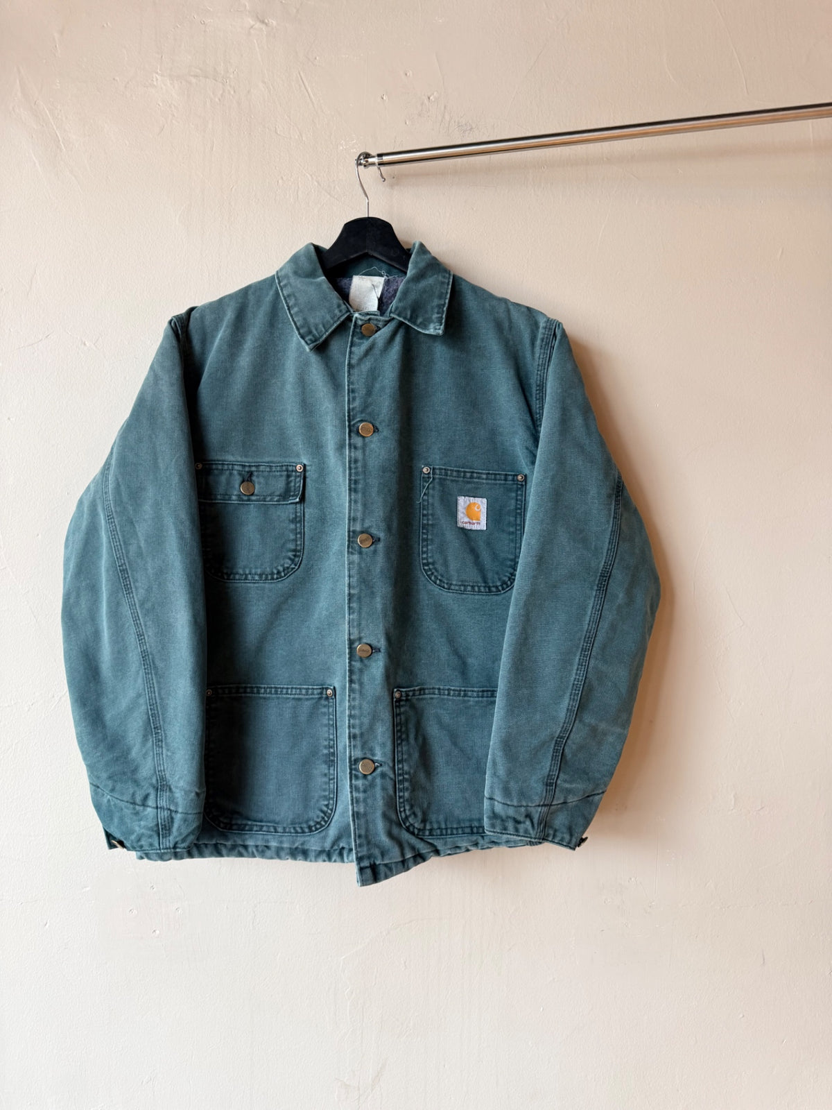 1990s Teal Carhartt Chore Jacket Size M