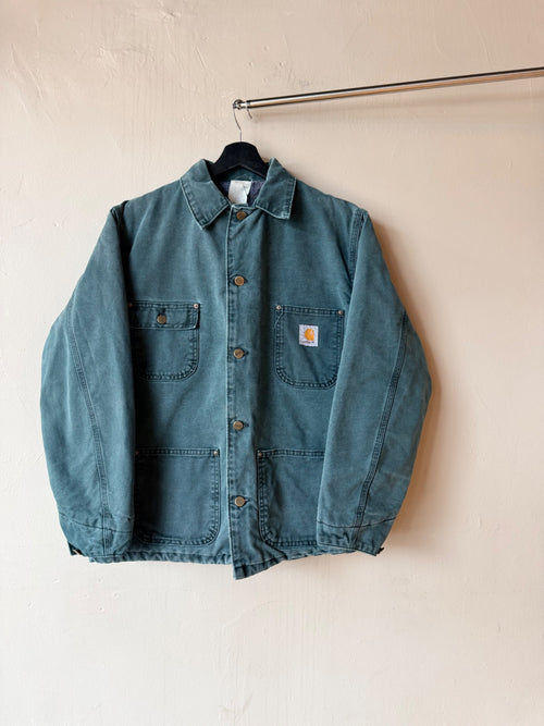 1990s Teal Carhartt Chore Jacket Size M