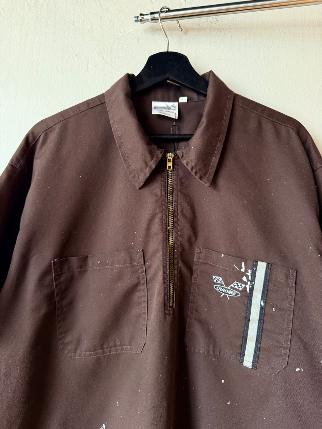 1990s Chrome Quarter Zip Work Shirt Size XL