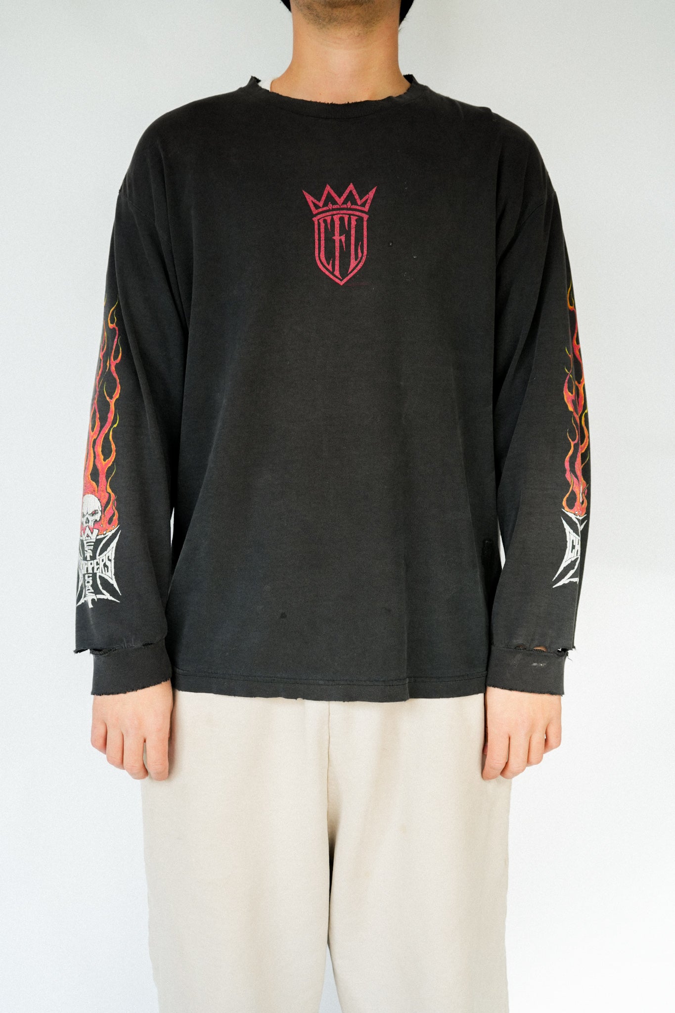 1990s West Coast Choppers L/S W Skull Flame Sleeves