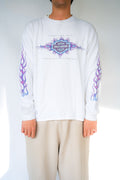 1990s Harley Davidson L/S Rare Purple Flame Sleeve Hits